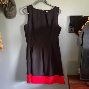 Sleeveless Black Dress with Red Hem - Classic Colorblock Style